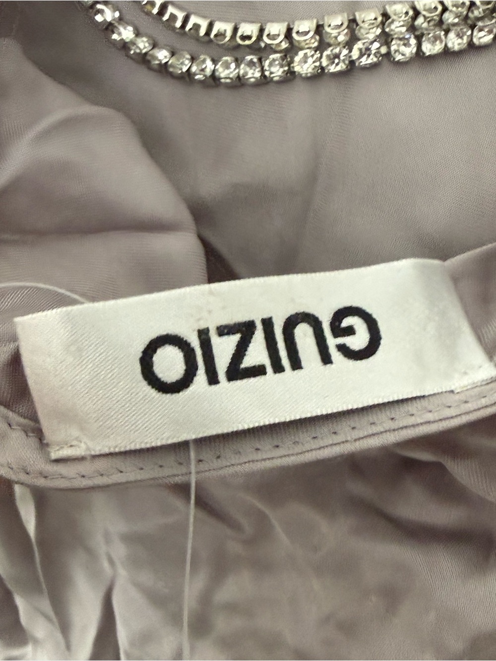 Guizio Cowl Slip Mini Dress Ice Grey Crystal Chain Open Back XS NWOT MSRP $288 - Picture 7 of 10